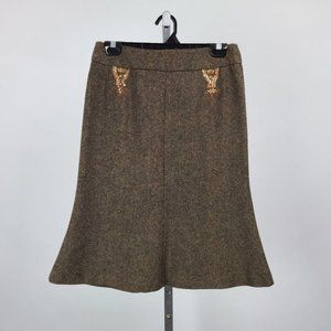 JACOB Brown Tweed Wool Skirt Size 3/4